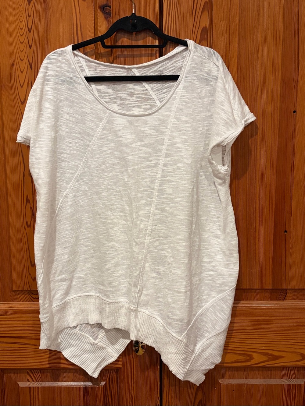 Lane Bryant White Short Sleeve Slub Knit Top